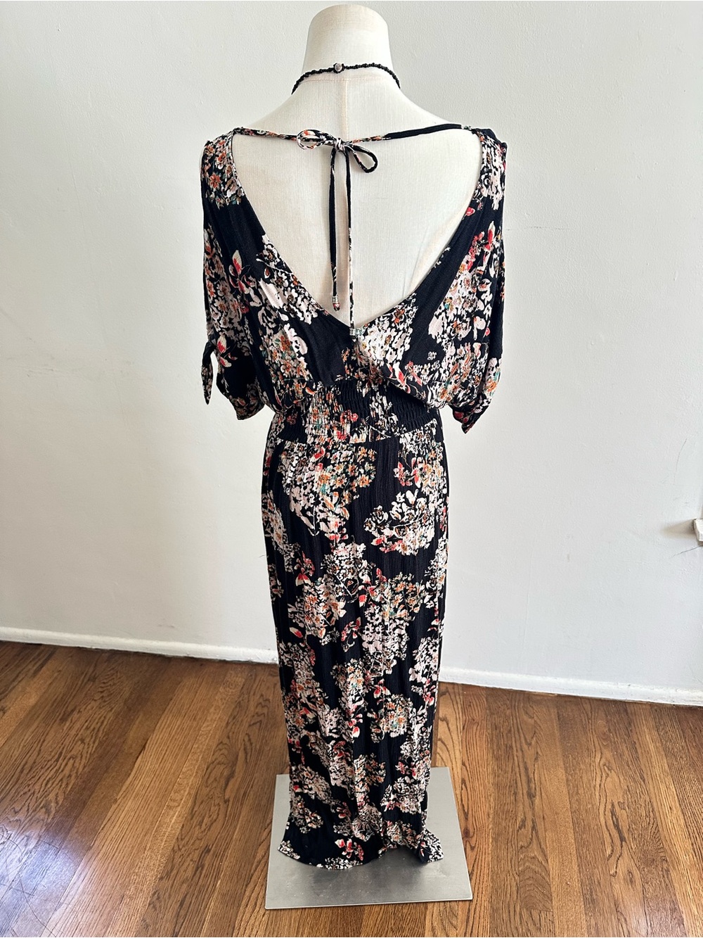 Lovestitch Black Floral Dress with Pink, Cream & Green Accents - Picture 3 of 7